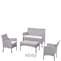 Outdoor 4 Piece Rattan Garden Furniture Set Grey Chairs Table Sofa Conservatory