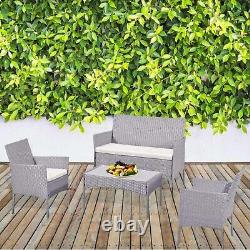 Outdoor 4 Piece Rattan Garden Furniture Set Grey Chairs Table Sofa Conservatory