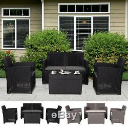 Outdoor 4-Seater PP Rattan Style Loveseat Lounge Table Garden Furnitur 2-Color
