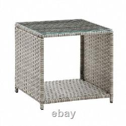 Outdoor Garden Chairs Rattan Furniture Armchair & Footstools Grey Patio Set