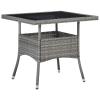 Outdoor Garden Dining Table Black Poly Rattan And Glass Home Furniture Vidaxl