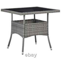 Outdoor Garden Dining Table Black Poly Rattan and Glass Home Furniture vidaXL