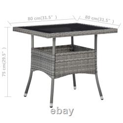 Outdoor Garden Dining Table Black Poly Rattan and Glass Home Furniture vidaXL