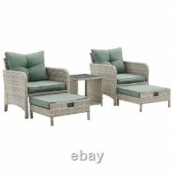 Outdoor Garden Furniture Rattan Chairs Armchair Patio Set & Footstools Lounger