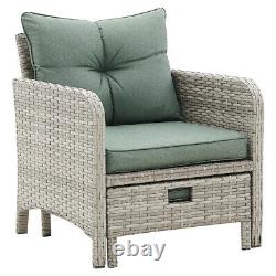 Outdoor Garden Furniture Rattan Chairs Armchair Patio Set & Footstools Lounger