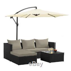 Outdoor Garden Furniture Rattan Effect Corner Sofa & Table with Cushions SALE