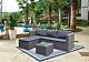 Outdoor Garden Furniture Set Rattan Corner Sofa, Chaise & Table With Rain Cover