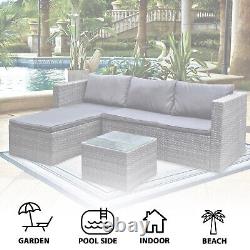 Outdoor Garden Furniture Set Rattan Corner Sofa, Chaise & Table with Rain Cover