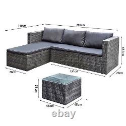 Outdoor Garden Furniture Set Rattan Corner Sofa, Chaise & Table with Rain Cover