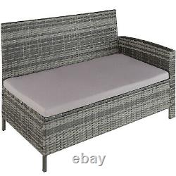 Outdoor Garden Furniture Set UV-Resistant Patio Sofa Stool Table Cushions Grey