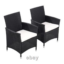 Outdoor Garden Patio Rattan Furniture Cube Dining Set Glass Top Table And Chairs