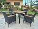 Outdoor Garden Rattan Furniture Cube Dining Set Rectangular Table 4 Chairs Patio