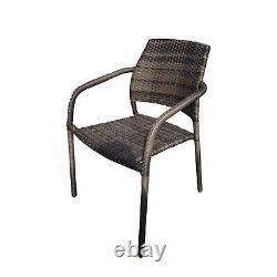 Outdoor Garden Rattan Furniture Cube Dining Set Rectangular Table 6 Chairs GREY