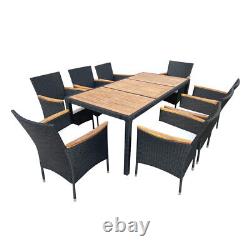 Outdoor Garden Rattan Furniture Dining Set Table 8 Chairs with Cushions Patio