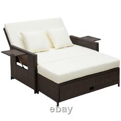 Outdoor Garden Rattan Furniture Set 2 Seater Patio Sun Lounger Daybed Sunbed