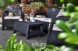 Outdoor Lounge Garden Rattan Sofa Table Chairs Furniture Graphite Keter Corfu