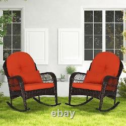 Outdoor Patio Rattan Chair Wicker Sturdy Rocking Armchair Garden Furniture Set