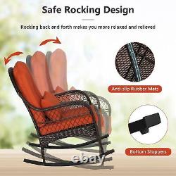 Outdoor Patio Rattan Chair Wicker Sturdy Rocking Armchair Garden Furniture Set