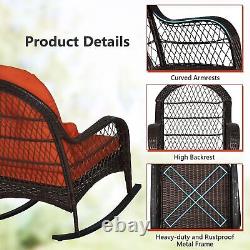 Outdoor Patio Rattan Chair Wicker Sturdy Rocking Armchair Garden Furniture Set