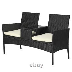 Outdoor Rattan Chair Garden Furniture Patio Companion Love Seat Table Black