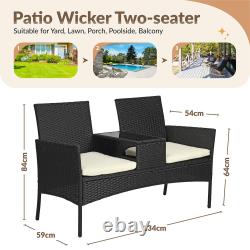 Outdoor Rattan Chair Garden Furniture Patio Companion Love Seat Table Black