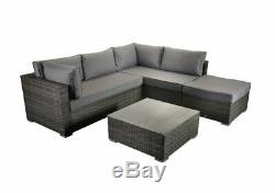Outdoor Rattan Corner Sofa Set Garden Furniture Patio Grey With Footstool