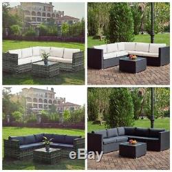 Outdoor Rattan Corner Sofa Table Set 6 Seater Garden Furniture Patio PE Wicker