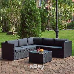 Outdoor Rattan Corner Sofa Table Set 6 Seater Garden Furniture Patio PE Wicker