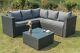 Outdoor Rattan Garden Furniture 5 Seater Corner Sofa Patio Set Black With Cover