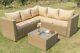 Outdoor Rattan Garden Furniture 5 Seater Corner Sofa Patio Set Sand With Cover