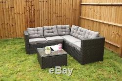 Outdoor Rattan Garden Furniture 5 Seater Corner Sofa Patio Set with Cover Option