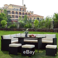 Outdoor Rattan Garden Furniture 8-9 Seater Corner Sofa Patio Set with cushion