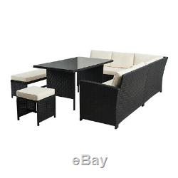 Outdoor Rattan Garden Furniture 8-9 Seater Corner Sofa Patio Set with cushion
