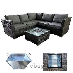 Outdoor Rattan Garden Furniture Corner 5 Seat Sofa Set & Ice Bucket Table