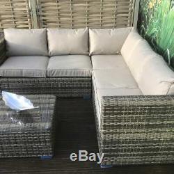Outdoor Rattan Garden Furniture Corner Sofa Set Patio Lounge Brown