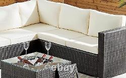 Outdoor Rattan Garden Furniture Corner Sofa Set With Cushions & Ice Bucket Table