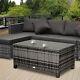 Outdoor Rattan Garden Furniture With Tempered Glass Mixed Grey Coffee Table
