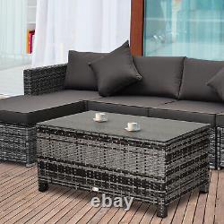 Outdoor Rattan Garden Furniture with Tempered Glass Mixed Grey Coffee Table