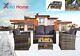 Outdoor Rattan Sofa Set Garden Furniture Fire Pit Table Patio Wicker 4 Seater