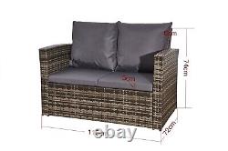 Outdoor Rattan Sofa Set Garden Furniture Fire pit Table Patio Wicker 4 Seater