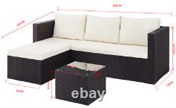 Outdoor Sofa Set Garden Furniture Black or Grey Rattan Lounge Sofa Chaise Table