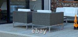 Outdoor rattan garden furniture set grey