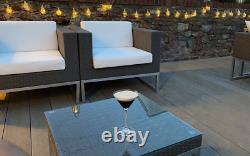 Outdoor rattan garden furniture set grey