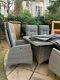 Outdoor Rattan Garden Furniture Set Grey With 6 Padded Seats