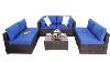 Outime Patio Sofa Brown Rattan Garden Sectional Sofa Set Outside Furniture Wicker Couch Outdoor