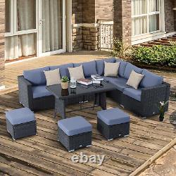 Outsunny 10PC Rattan Sofa Set Cushion Outdoor Garden Seat Wicker Weave Furniture