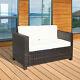 Outsunny 2 Seater Rattan Sofa Outdoor Garden Wicker Weave Furniture 2-seater