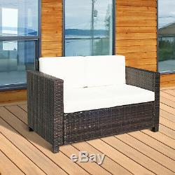 Outsunny 2 Seater Rattan Sofa Outdoor Garden Wicker Weave Furniture 2-Seater