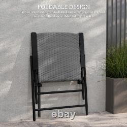 Outsunny 2pcs Rattan Chair Foldable Garden Furniture with Armrest Grey