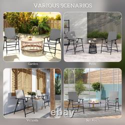 Outsunny 2pcs Rattan Chair Foldable Garden Furniture with Armrest Grey